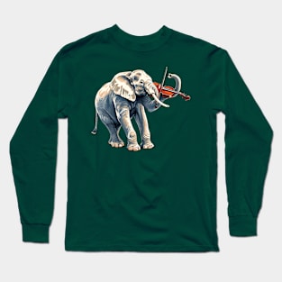 Elephant playing violin Long Sleeve T-Shirt